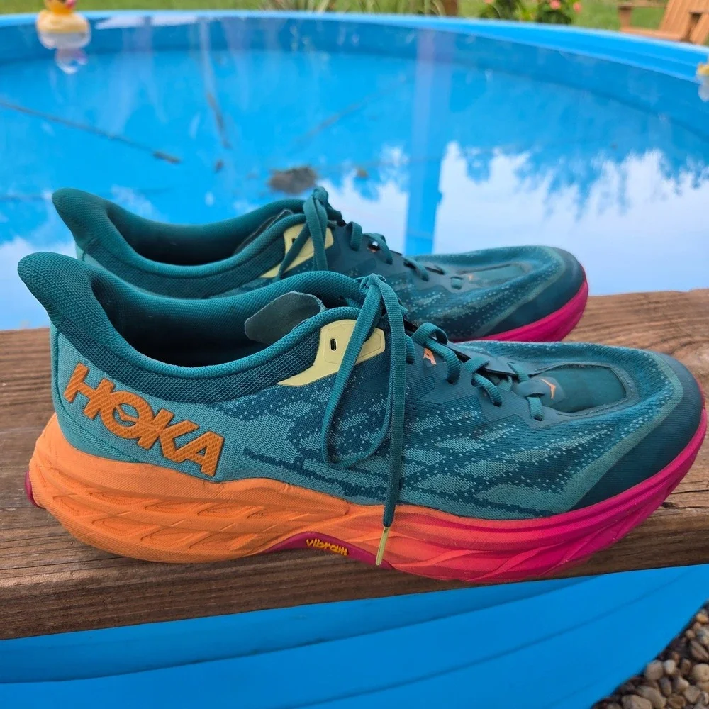 Hoka One One Speedgoat 5 Trail Running Shoes Men's Size 13 D Deep Lake/ceramic